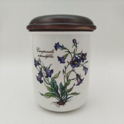 купить Банка "Campanula rotundifolia" ("Колокольчик круглолистный") для сыпучих продуктов (для чая, специй), серия "Botanica", фарфор, деколь, дерево (крышка), Villeroy & Boch, Люксембург, 1980-2002 гг.