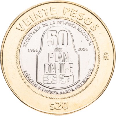 купить Мексика 20 песо (pesos) 2016 50 лет Плану DN-III-E