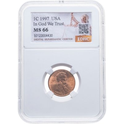 купить США 1 цент (cent) 1997 "Lincoln Memorial Cent" в слабе DNC PF66