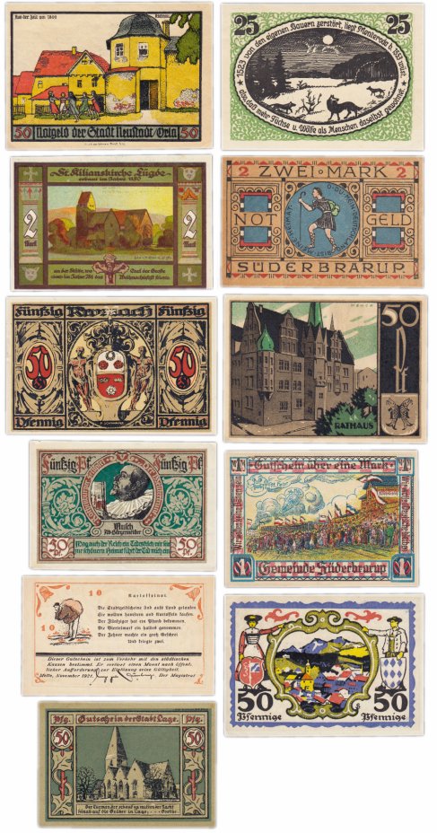 купить Германия (разные земли) набор из 11 нотгельдов 1920-1921