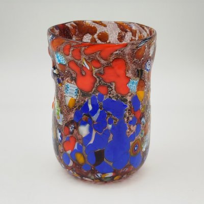 купить Ваза (стакан) с неровными стенками, выполненная в технике "millefiori" (миллефиори), стекло, Murano, Италия, 1990-2020 гг.