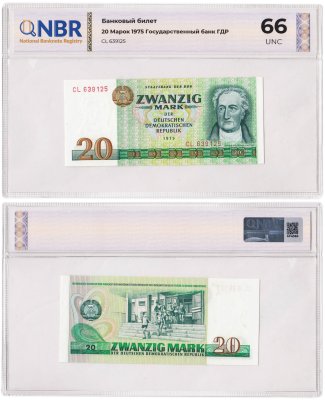 купить Германия 20 марок 1975 в слабе NBR UNC 66