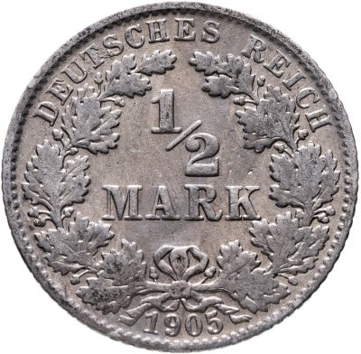 купить Германия 1/2 марки (mark) 1905 Е