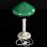 Купить Лампа настольная, установленная на мраморное основание с абажуром зеленого цвета, мрамор, металл, стекло (двухслойное), СССР, 1950-1960 гг.