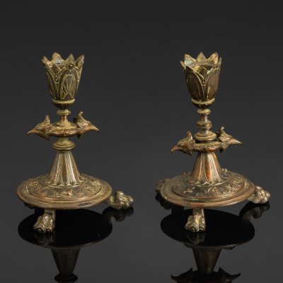 купить Подсвечники парные с зооморфным основанием, металл, литье, Европа, 1970-1990 гг.