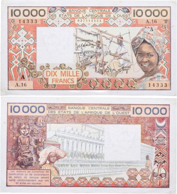купить Западная Африка 10000 франков 1981-1992 Литера K