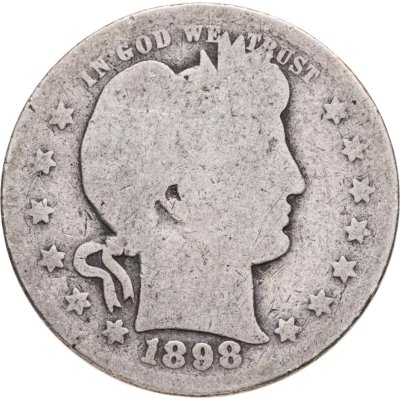 купить США 25 центов (квотер, 1/4 доллара, quarter dollar) 1898 O Barber Quarter знак монетного двора: "O" - Новый Орлеан