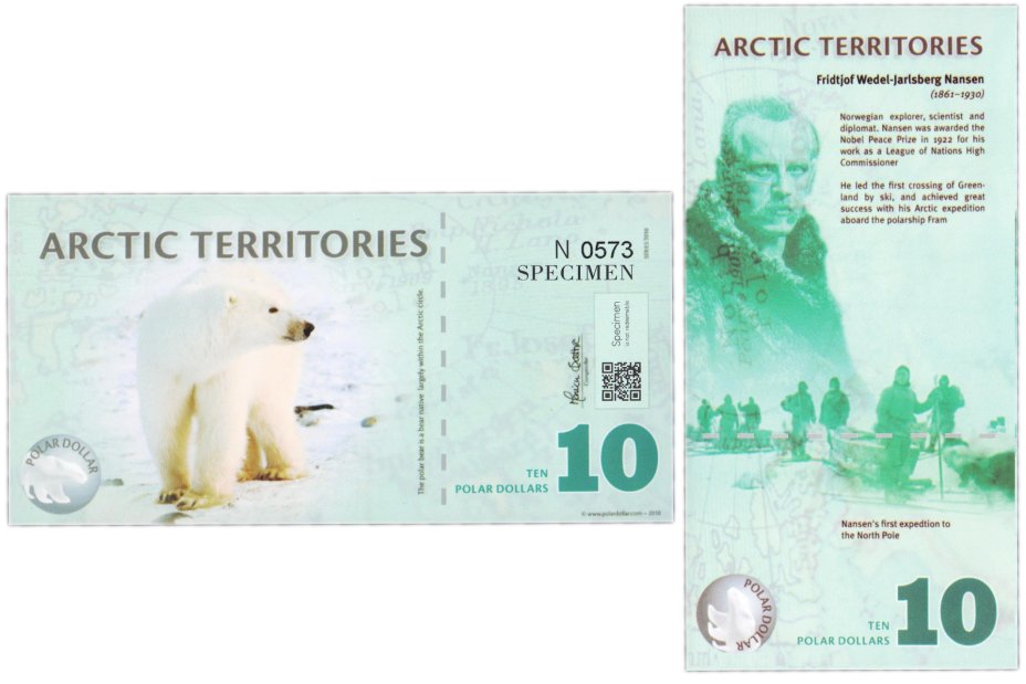 купить Сувенирная банкнота Арктические территории 10 долларов 2010