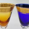 Купить Набор из 3 бокалов для вина, с цветочным декором и витыми ножками, стекло, золочение, Чехословакия, 1970-1980 гг.