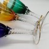 Купить Набор из 3 бокалов для вина, с цветочным декором и витыми ножками, стекло, золочение, Чехословакия, 1970-1980 гг.
