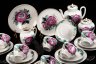 Купить Сервиз чайный "Пионы" на 6 персон (22 предмета), форма "Чайка", автор формы В.Л. Семенов, фарфор, деколь, золочение, Ленинградский фарфоровый завод (ЛФЗ), СССР, 1960-1970 гг.