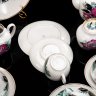 Купить Сервиз чайный "Пионы" на 6 персон (22 предмета), форма "Чайка", автор формы В.Л. Семенов, фарфор, деколь, золочение, Ленинградский фарфоровый завод (ЛФЗ), СССР, 1960-1970 гг.