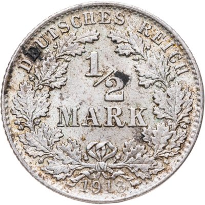 купить Германия 1/2 марки (mark) 1918, знак монетного двора: "D" - Мюнхен