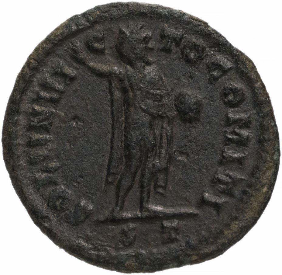 купить Римская Империя Лициний I 308–324 гг фоллис (реверс: Сол стоит влево, правая рука поднята вверх, в левой – шар)