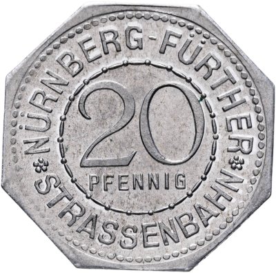 купить Германия (Нюрнберг) нотгельд 20 пфеннигов 1921 "Вестнер Тор" трамвайный жетон