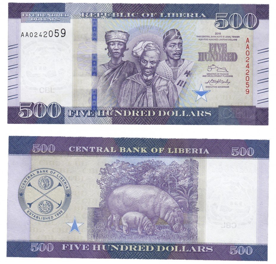 купить Либерия 500 долларов 2016 (Pick 36)