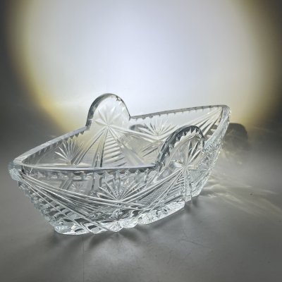 купить Салатник-ладья с резным геометрическим декором, хрусталь, алмазная грань, СССР, 1970-1990 гг.