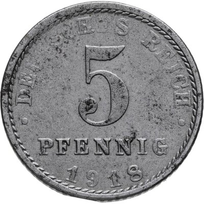 купить Германия 5 пфеннигов (pfennig) 1918 A знак монетного двора: "A" - Берлин