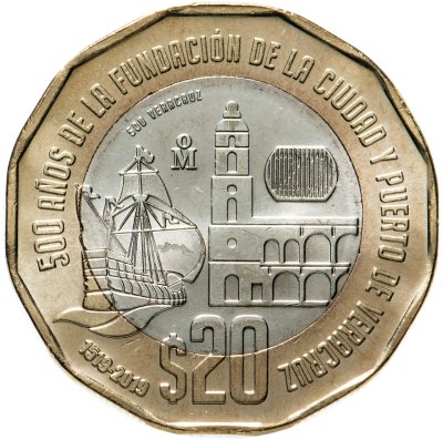 купить Мексика 20 песо 2019 "500 лет основанию порта Веракрус"