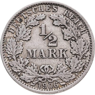 купить Германия 1/2 марки 1906, знак монетного двора: "A" - Берлин