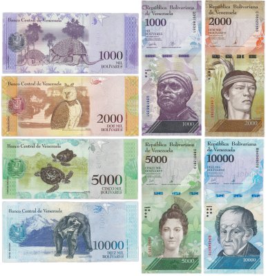 купить Венесуэла набор 4 банкнот 1000, 2000, 5000, 10000 боливар 2016-2017