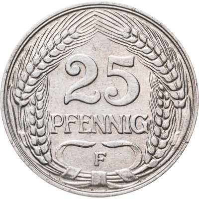 купить Германия 25 пфеннигов (pfennig) 1909 F