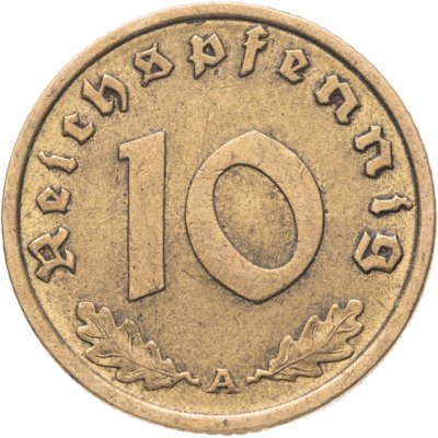 купить Германия, Третий рейх 10 рейхспфеннигов 1937, знак монетного двора "А"