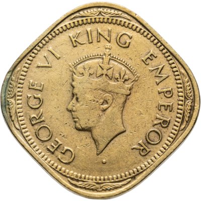 купить Индия (Британская) 2 анны (annas) 1944 • знак монетного двора: "•" - Бомбей