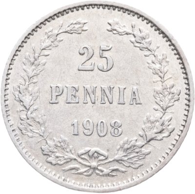купить 25 пенни 1908 L, монета для Финляндии