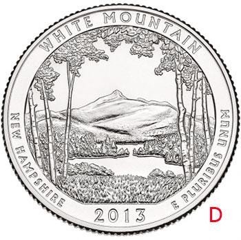 купить США 25 центов (квотер) 2013 D — Национальный лес Белые горы