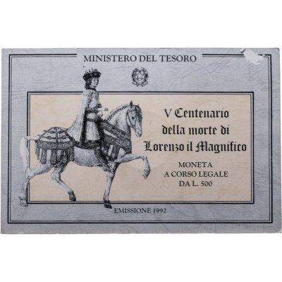 купить Италия 500 лир (lire) 1992 "500 лет со дня смерти Лоренцо ди Пьеро де Медичи" в памятном буклете