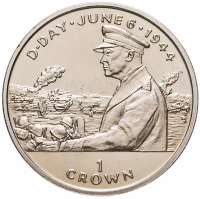 купить Остров Мэн 1 крона (crown) 1994 "50 лет высадке в Нормандии 6 июня. Генерал Эйзенхауэр"