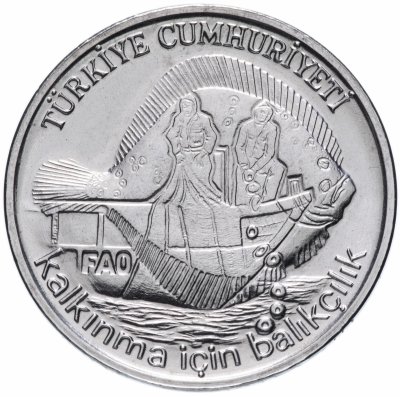 Купить Турция 2 1/2 лиры (lirasi) 1980   "ФАО - Рыбный промысел"