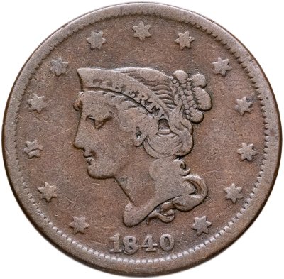 купить США 1 цент (cent) 1840 Голова Свободы (Liberty Head Cent )