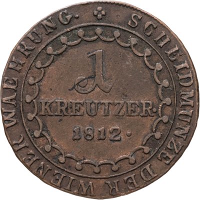 купить Австрия 1 крейцер (kreuzer) 1812, знак монетного двора "S" - Смолник