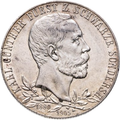купить Германская Империя, Шварцбург-Зондерсгаузен 2 марки (mark) 1905 "25 лет правления Карла Гюнтера"