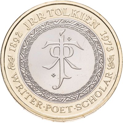 купить Великобритания 2 фунта 2023 "Жизнь и творчество Джона Рональда Руэла Толкина - автора "Властелина колец""
