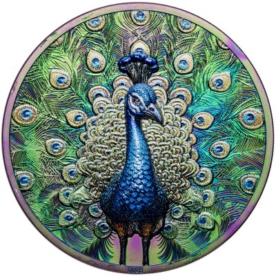 купить Острова Кука 5 долларов 2025 "Павлин", в футляре с сертификатом