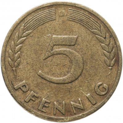 купить Германия (ФРГ) 5 пфеннигов (pfennig) 1949, случайный монетный двор
