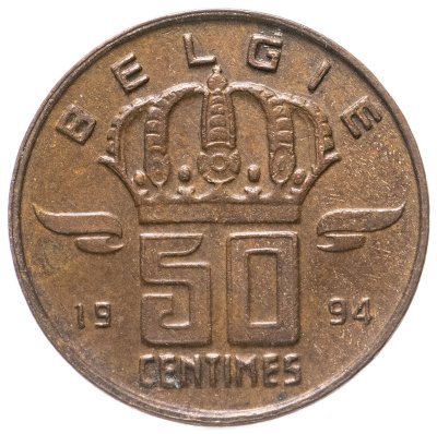 купить Бельгия 50 сантимов 1994 надпись на голландском - 'BELGIE'