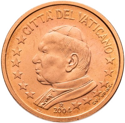 купить Ватикан 2 цента (cents) 2004 "Портрет Папы Иоана Павла II"