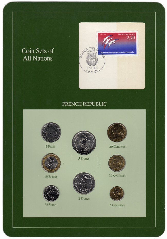 купить Серия "Наборы монет всех стран мира" - Франция (набор из 8 монет и 1 марки в буклете)