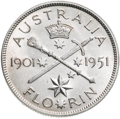 купить Австралия 1 флорин 1951 "50-летие Австралийского Союза"