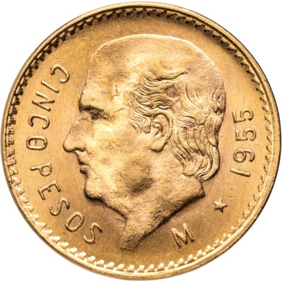 купить Мексика 5 песо (pesos) 1955 "Либертад"