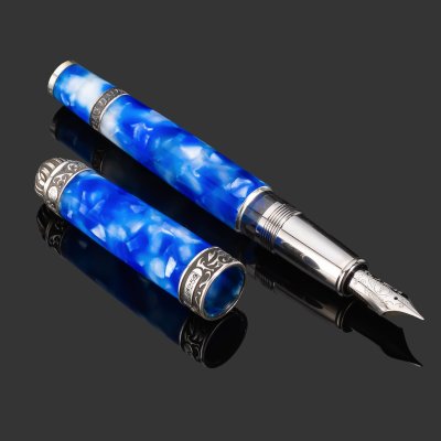 купить Ручка перьевая "Aurora Mappe Antiche" (Древние карты Авроры), в подарочной коробке, металл, родий, серебро, смола, Италия, 2025 г.