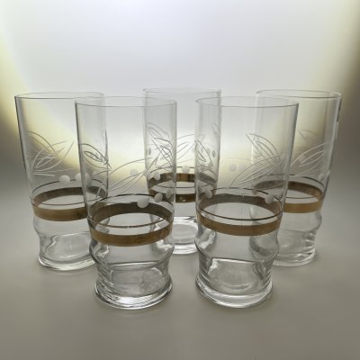 купить Набор из 5-ти стаканов, украшенных растительным декором, стекло, золочение, СССР, 1970-1990 гг.