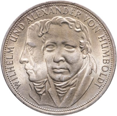 купить Германия 5 марок (deutsche mark) 1967 "200 лет со дня рождения Вильгельма и Александра фон Гумбольдтов"