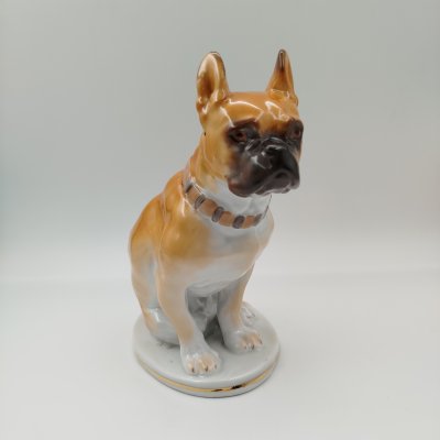 купить [Раннее клеймо] Статуэтка "Боксёр", скульптор В.С. Драчинская, автор росписи И.И. Ризнич, фарфор, роспись, золочение, Ленинградский фарфоровый завод (ЛФЗ), СССР, 1945-1950 гг.