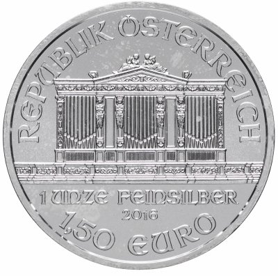купить 1.5 евро 2016 "Венская филармония" (Ag999 31.1г)