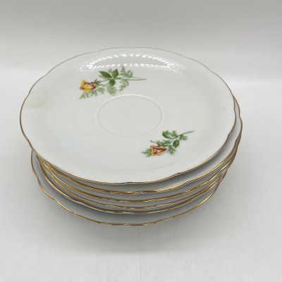 купить Набор из 6 блюдец с цветочным декором, фарфор, деколь, золочение, Kahla, ГДР, 1960-1990 гг.